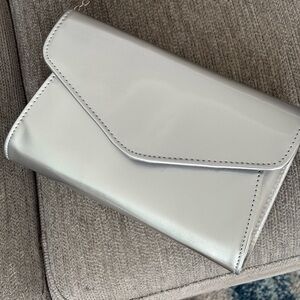 Labair Shiny Silver Envelope Clutch Purse